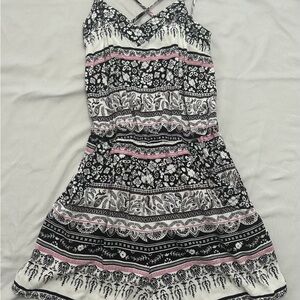 Mudd Black and Pink Floral Shorts Jumper